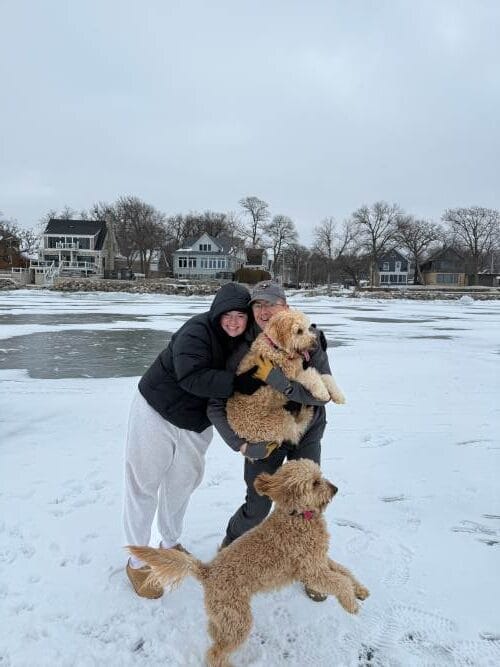 dogs by the lake