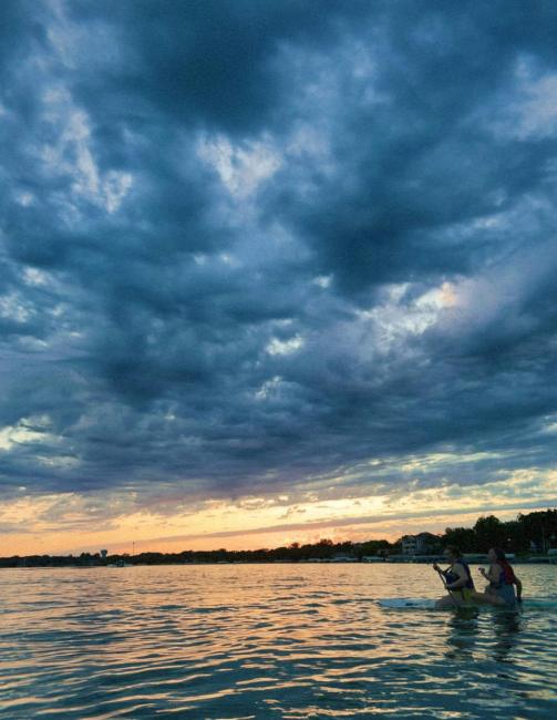paddle boarding on the lake